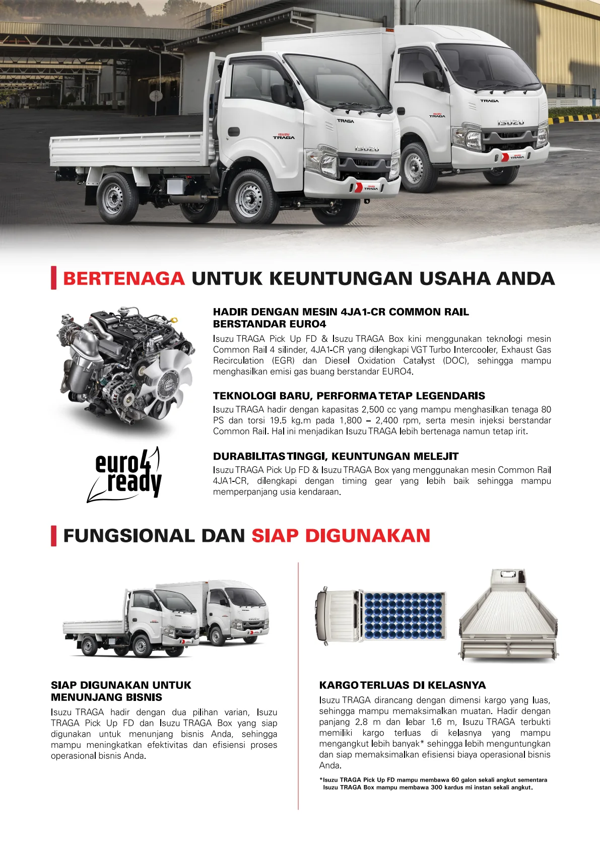 Foto Isuzu Traga Pick Up dan Traga Box untuk kendaraan niaga bisnis